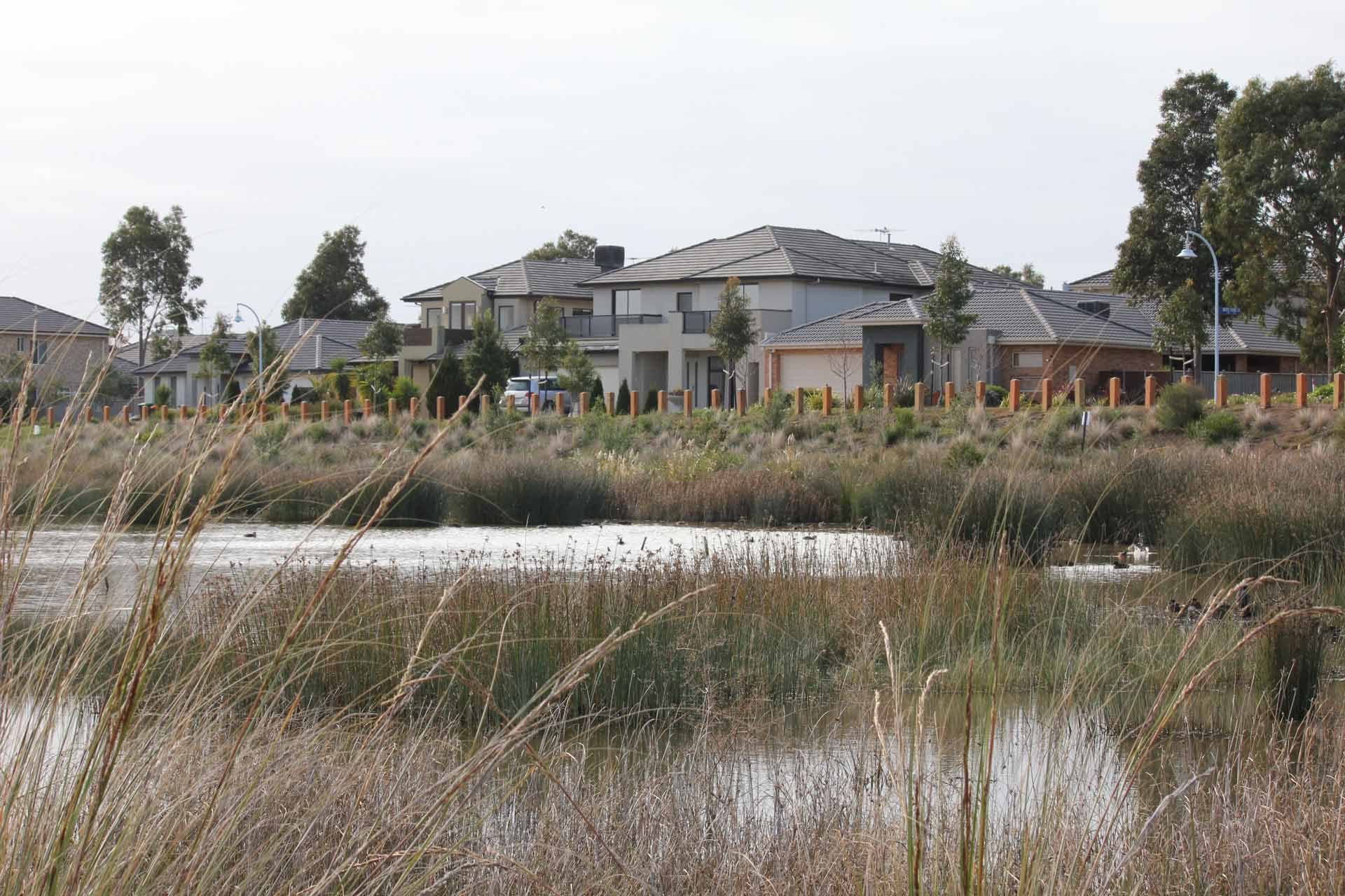 Aerial view of Aston Fields residential development